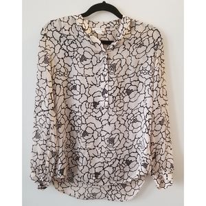 Club Monaco 100% Silk Floral Print Blouse